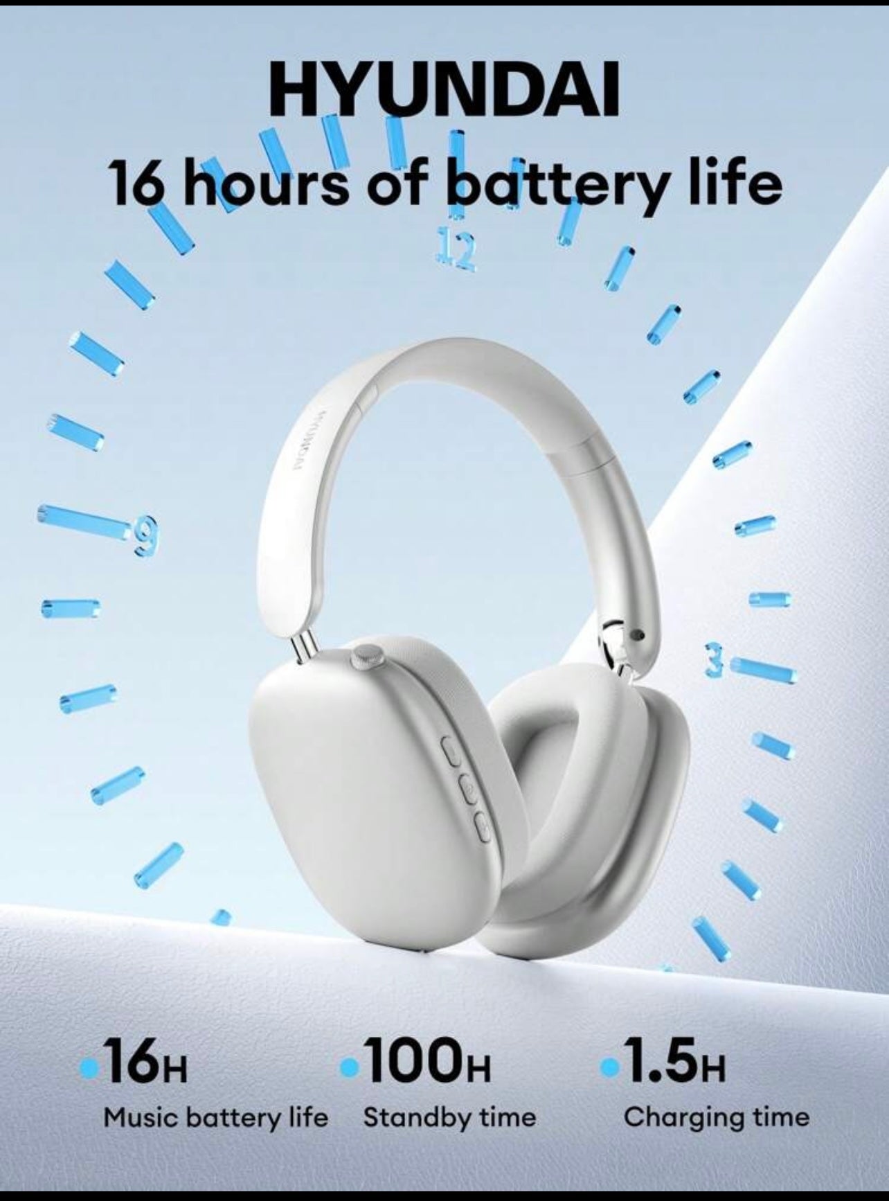 HYUNDAI MusPods-Max Bluetooth Headphones With ENC Noise-Proof,