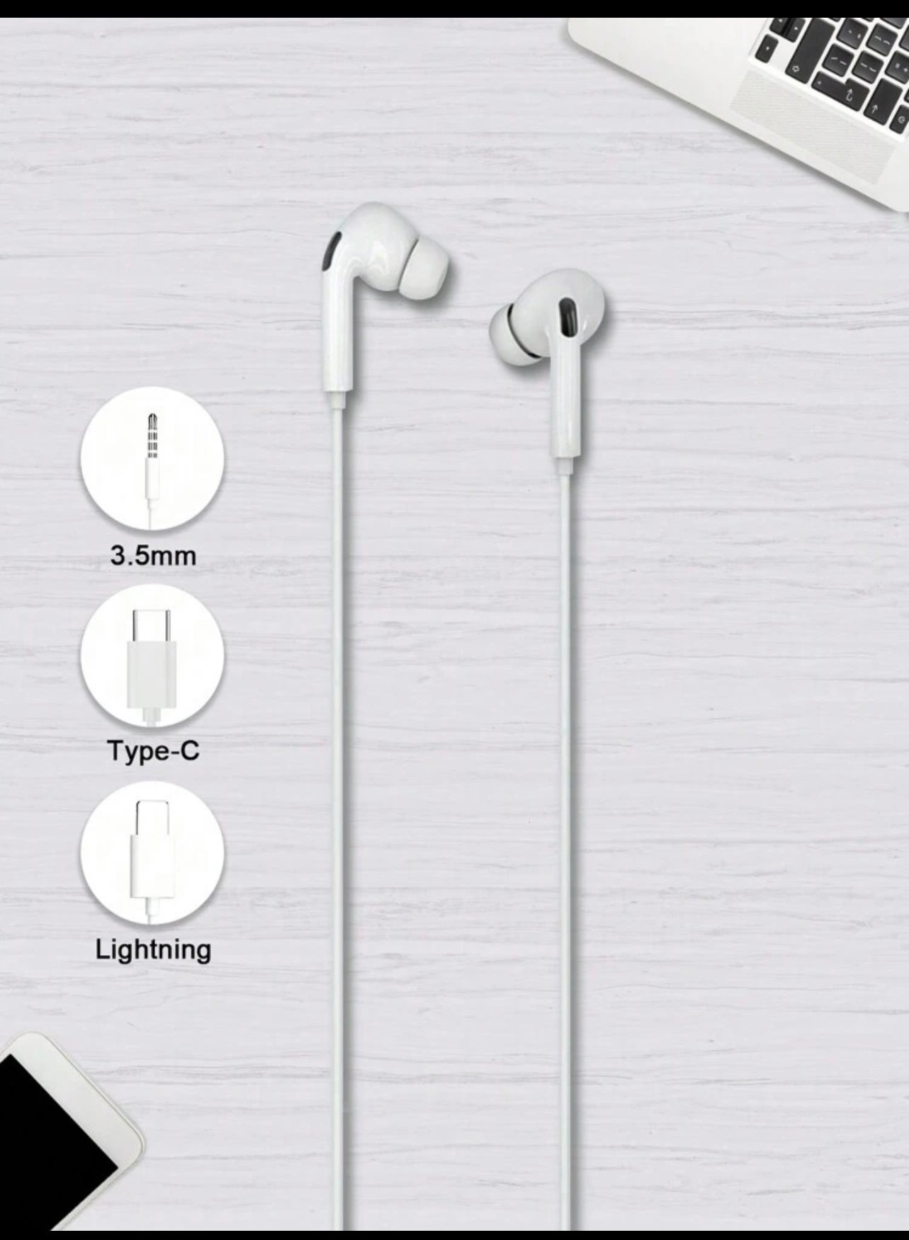 Soft Silicone In-Ear Wired Headphones With Lightning Connector, Suitable For IPhone 7 And Above