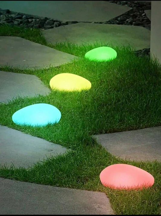 1/2pcs Solar Powered Pebble Lights - Energy Saving LED Spotlights