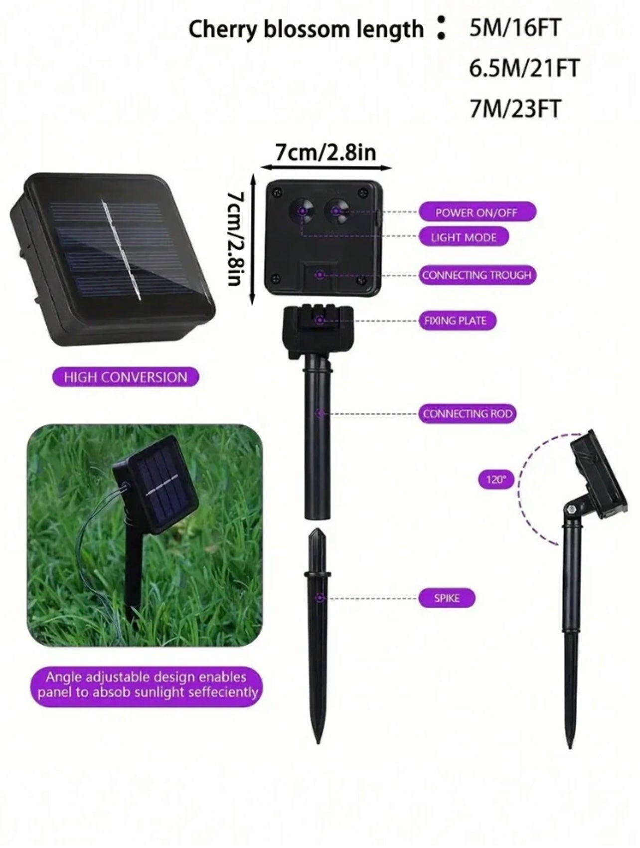 1pc Solar Flower String Light, Fairy Led Light,