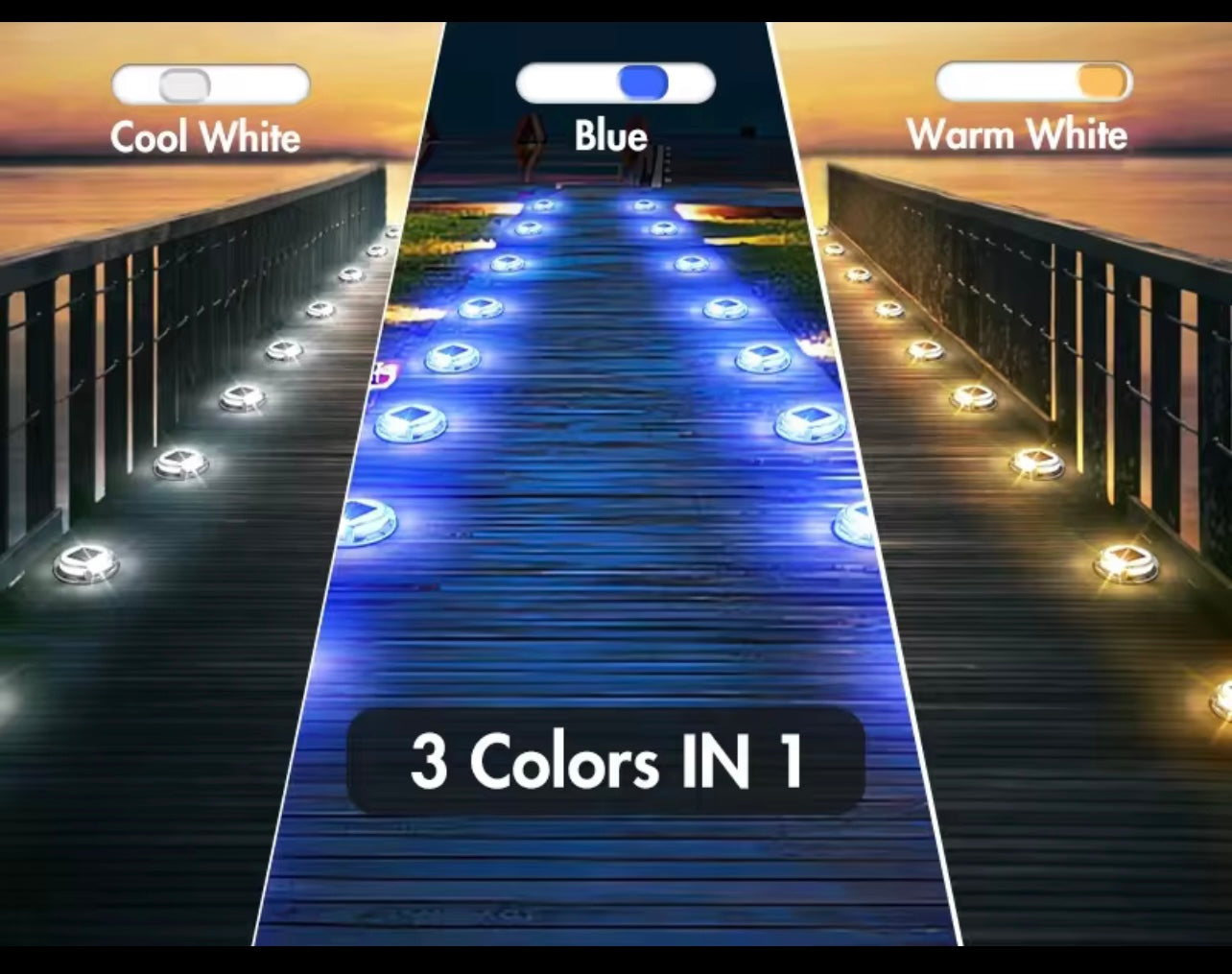 Outdoor led road stud mounting rail solar powered park ground deck dock garden light for outdoor