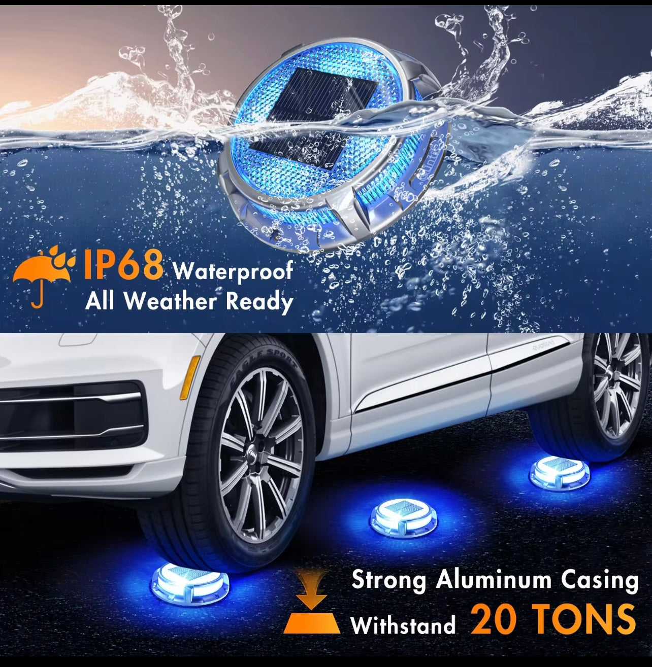Outdoor led road stud mounting rail solar powered park ground deck dock garden light for outdoor