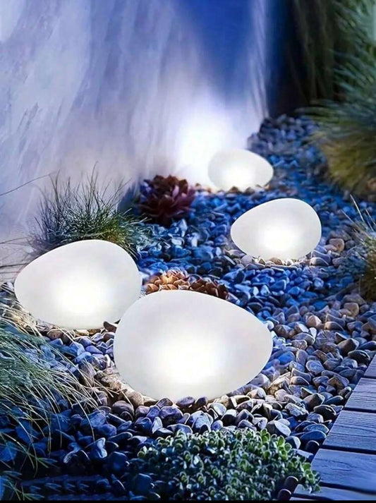 1/2pcs Solar Powered Pebble Lights - Energy Saving LED Spotlights