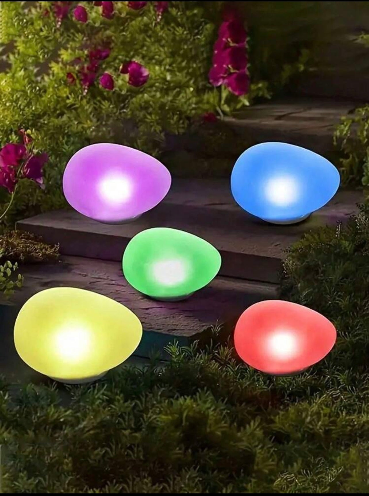 1/2pcs Solar Powered Pebble Lights - Energy Saving LED Spotlights