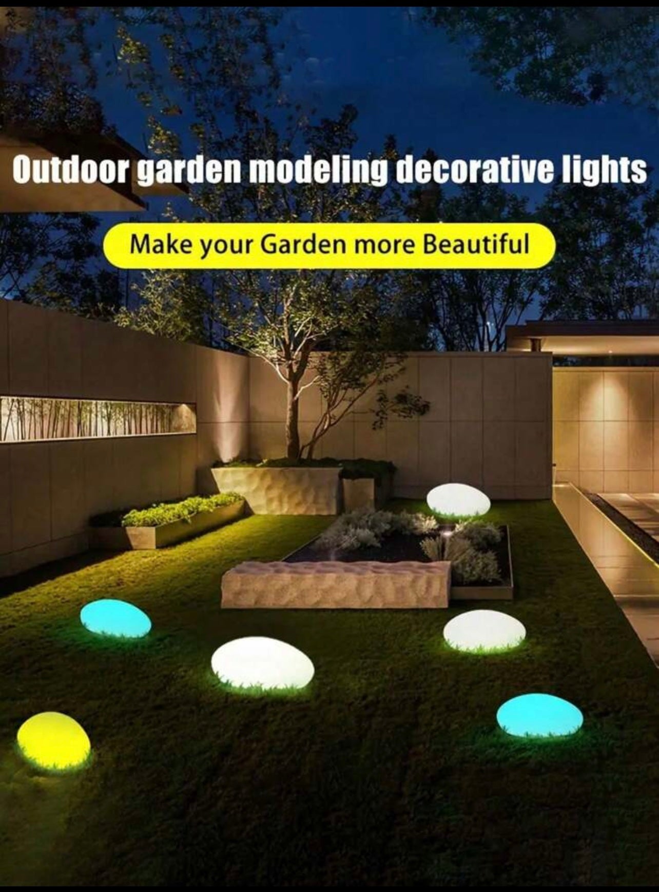 1/2pcs Solar Powered Pebble Lights - Energy Saving LED Spotlights
