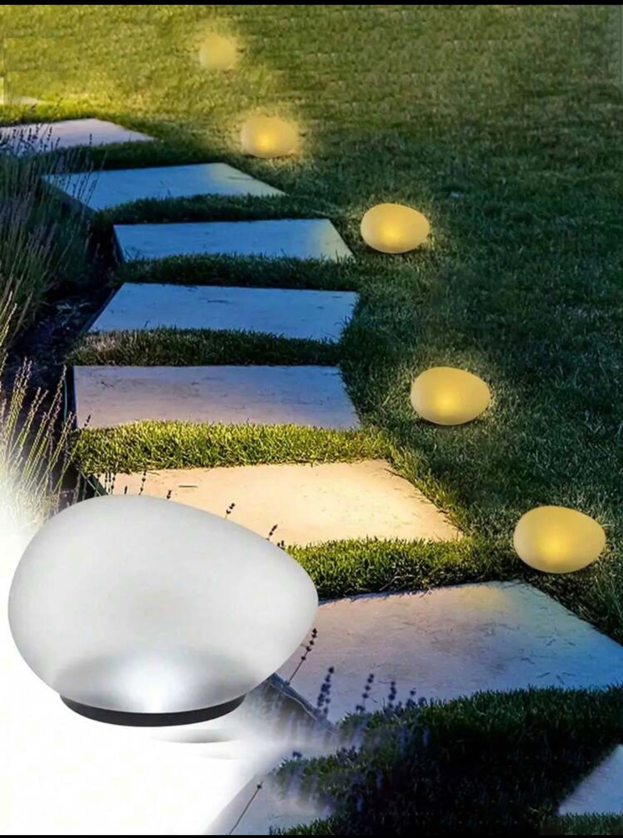 1/2pcs Solar Powered Pebble Lights - Energy Saving LED Spotlights