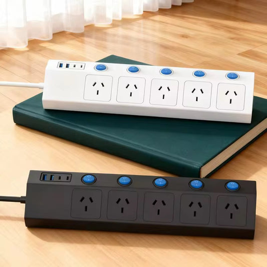 F. Australian certified industrial desktop Extension socket 5 Outlet MOV SERGE PROTECTION IP21 USB-C power Strip