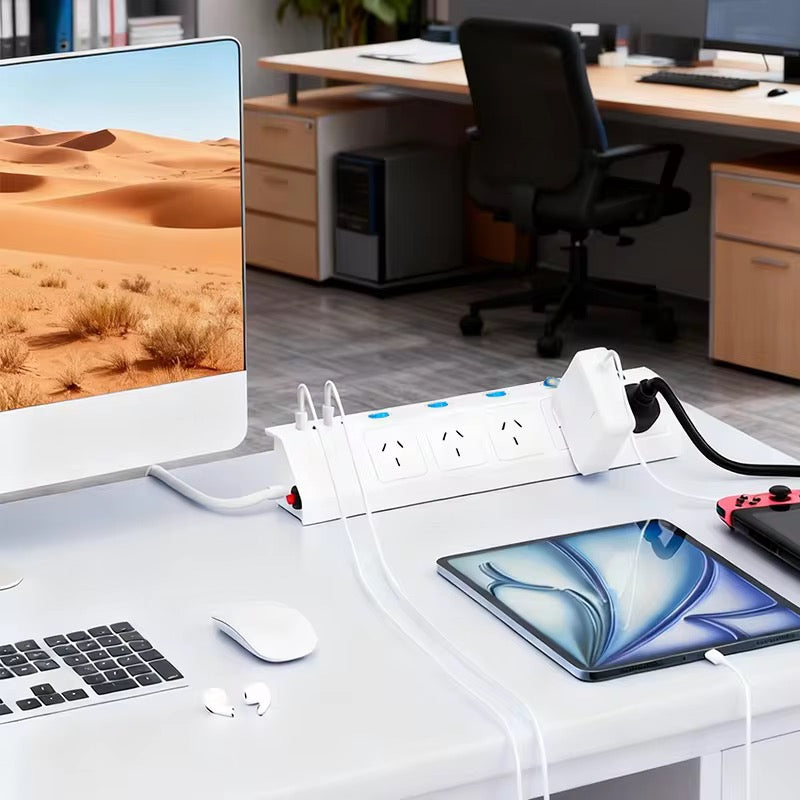 F. Australian certified industrial desktop Extension socket 5 Outlet MOV SERGE PROTECTION IP21 USB-C power Strip
